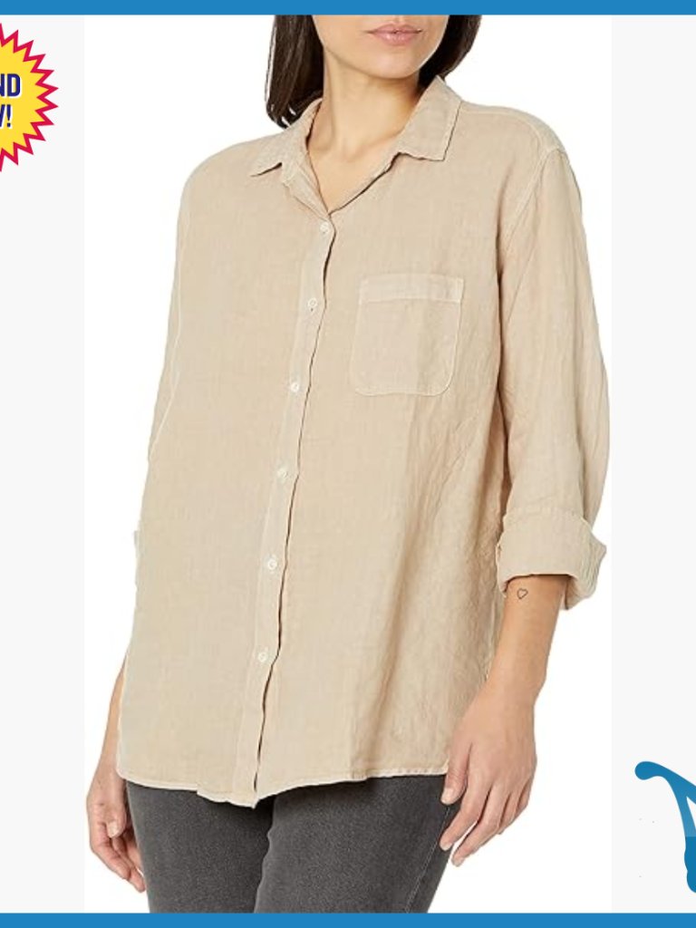 Regular Fit Linen Button Down Shirt Long Sleeve Collared